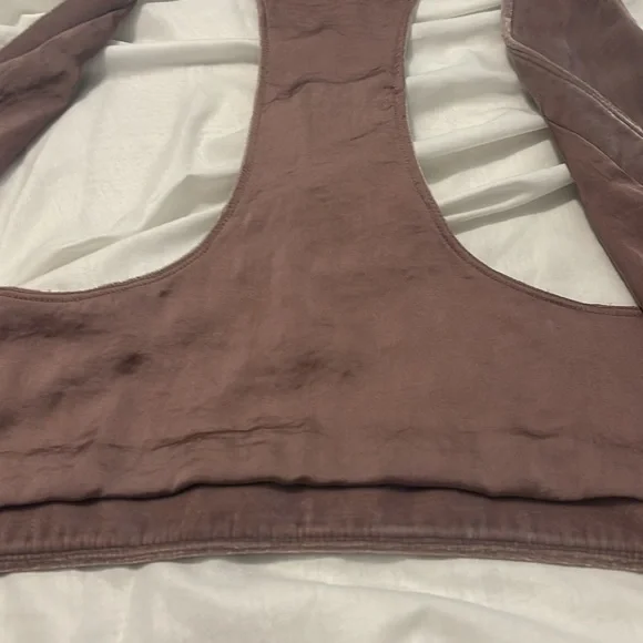 Free People rose mauve open velvet vest w/admirial buttons SZ M boho chic - Picture 7 of 13